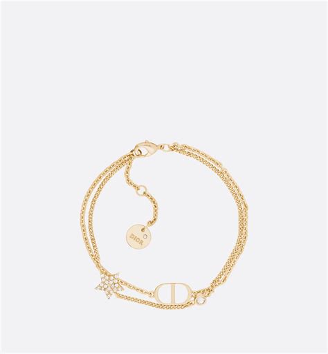 dior petit cd double bracelet gold-finish metal and white crystals women